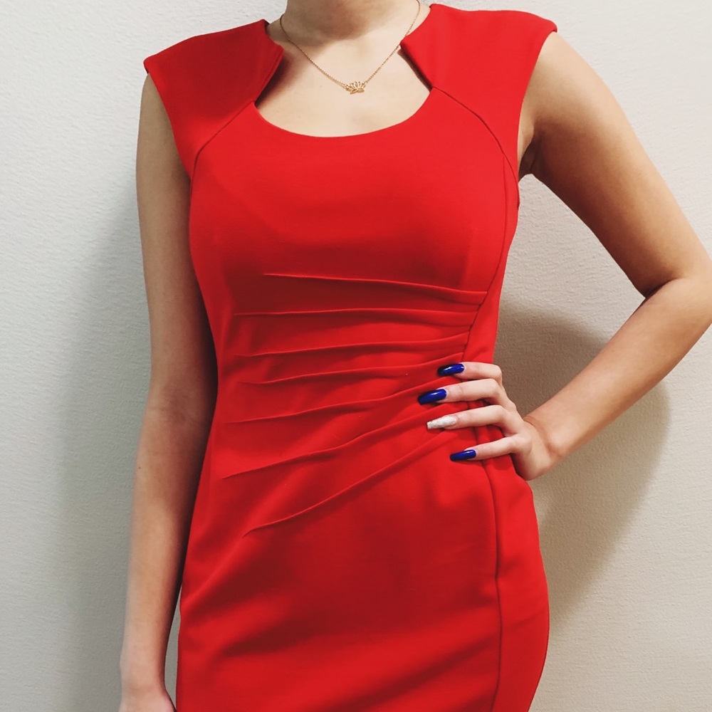 True red Calvin Klein formal dress